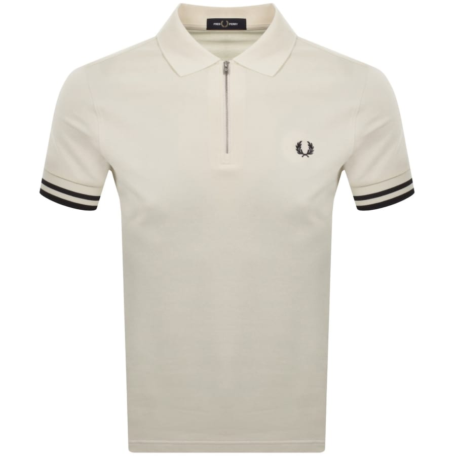 Image number 1 for Fred Perry Bold Tipped Polo T Shirt Cream