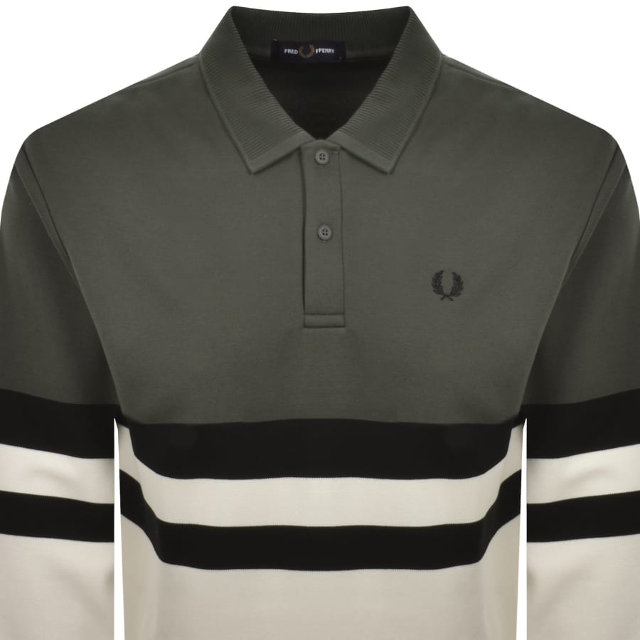 Image number 2 for Fred Perry Collared Sweatshirt Field Green
