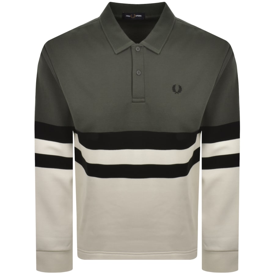 Image number 1 for Fred Perry Collared Sweatshirt Field Green