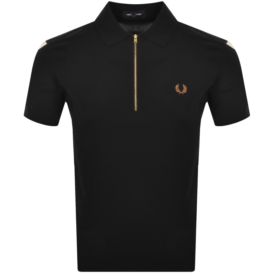 Image number 2 for Fred Perry Tipped Tape Polo Shirt Black