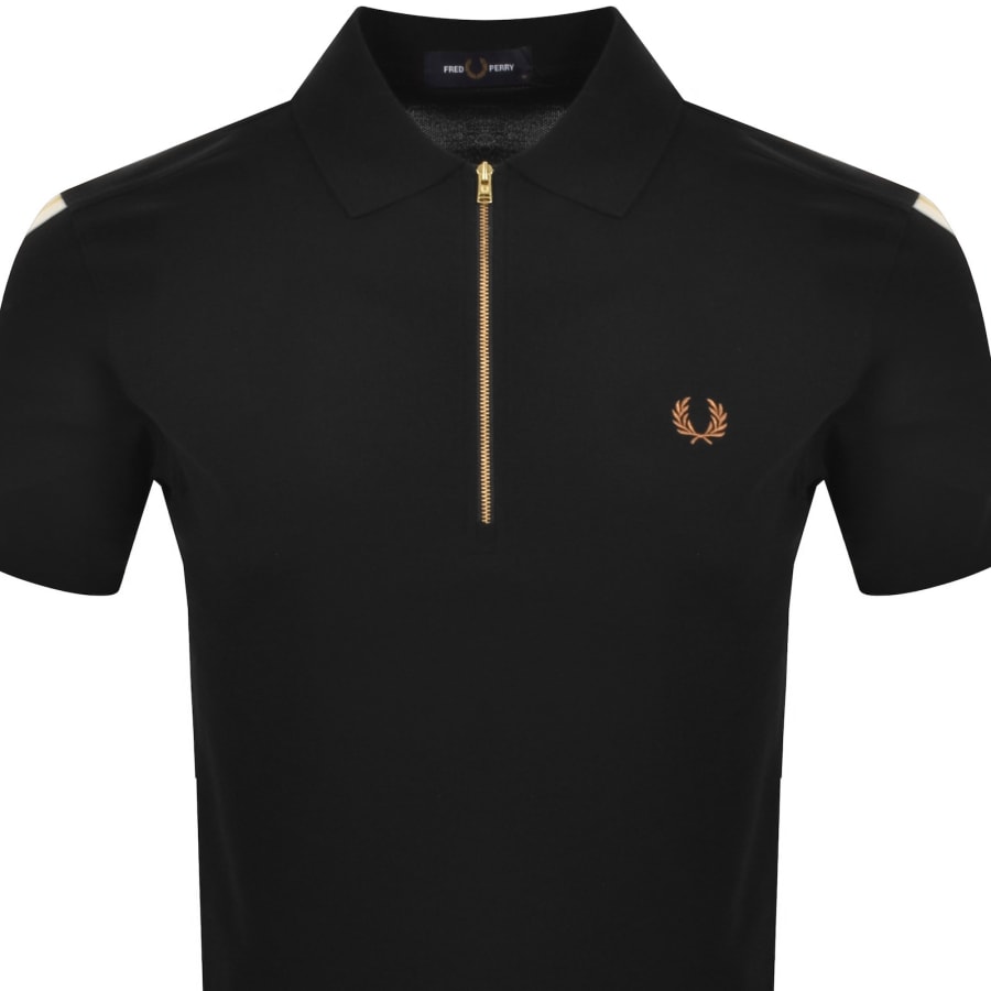 Image number 3 for Fred Perry Tipped Tape Polo Shirt Black