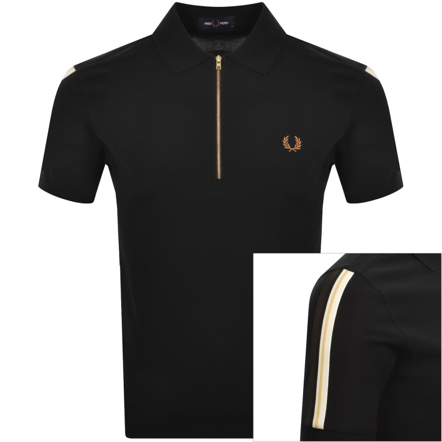 Image number 1 for Fred Perry Tipped Tape Polo Shirt Black