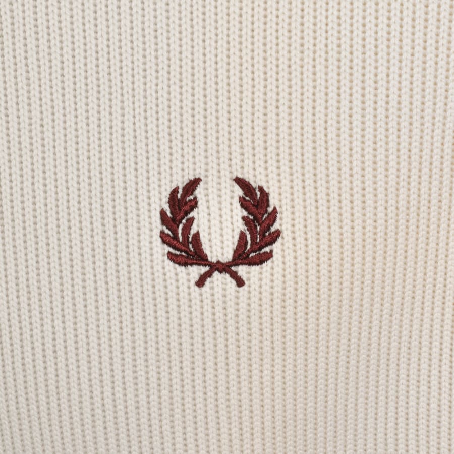 Image number 4 for Fred Perry Tipped Sleeve Collared Sweatshirt Cream