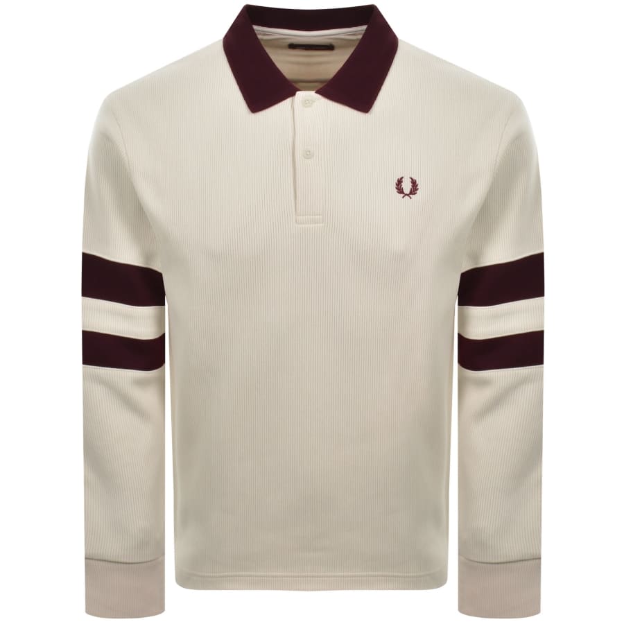 Image number 1 for Fred Perry Tipped Sleeve Collared Sweatshirt Cream