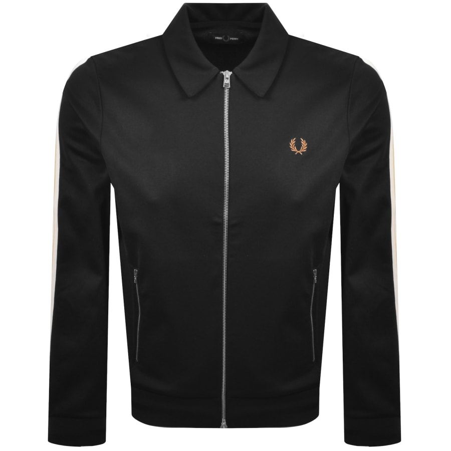 Image number 2 for Fred Perry Tipped Tape Track Top Black