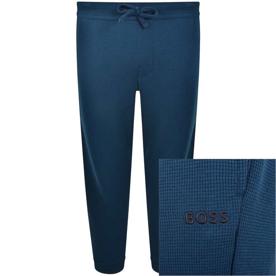 Image number 1 for BOSS Waffle Cuff Joggers Blue