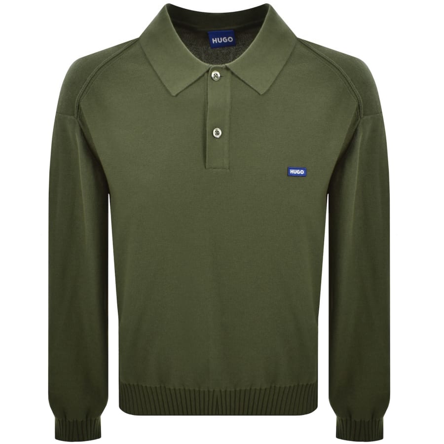 Image number 1 for HUGO Blue San Patty Knit Polo Green