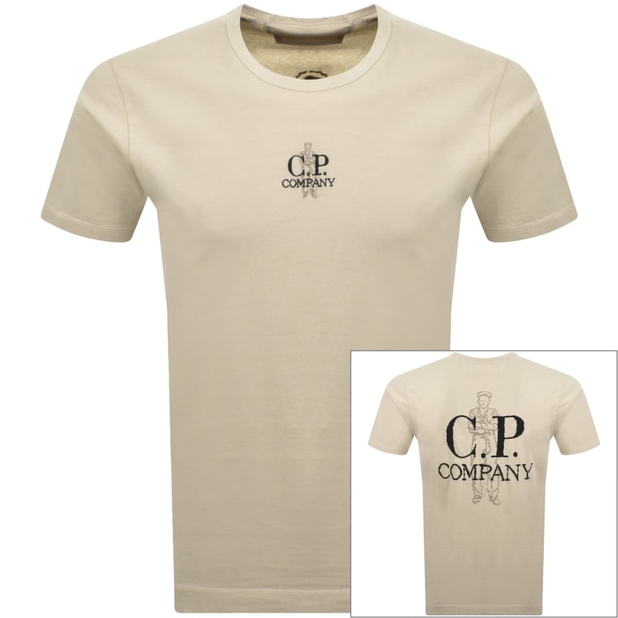 Image number 1 for CP Company Logo T Shirt Beige