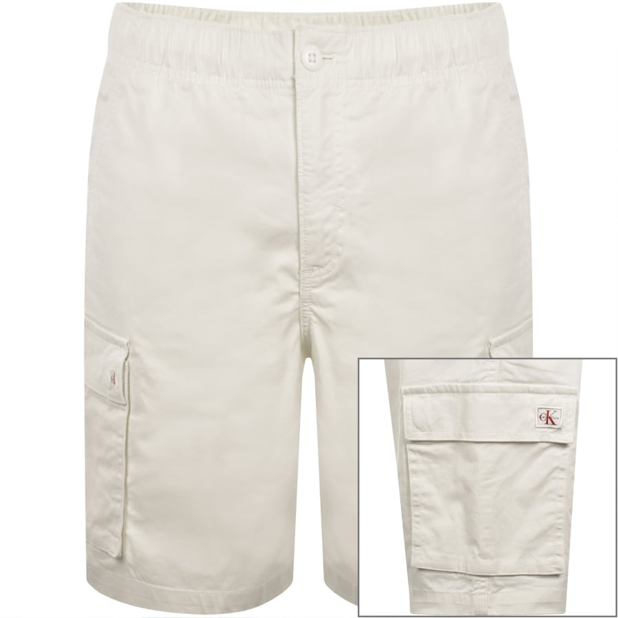 Image number 1 for Calvin Klein Jeans Cargo Shorts White