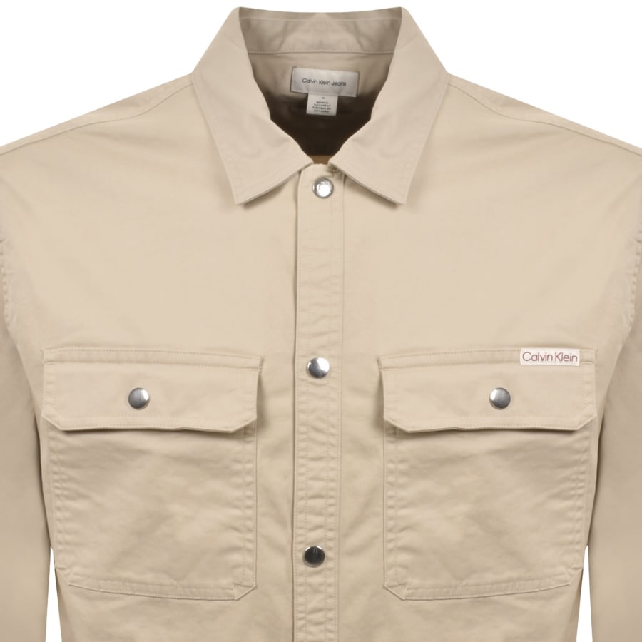 Image number 2 for Calvin Klein Jeans Utility Relaxed Overshirt Beige
