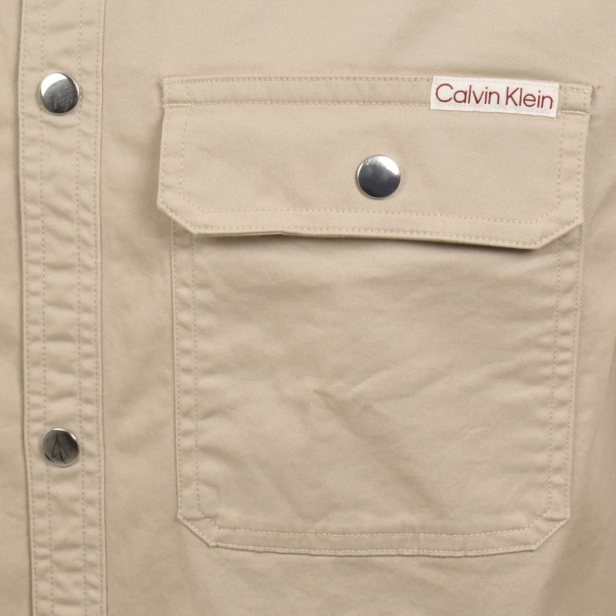 Image number 3 for Calvin Klein Jeans Utility Relaxed Overshirt Beige