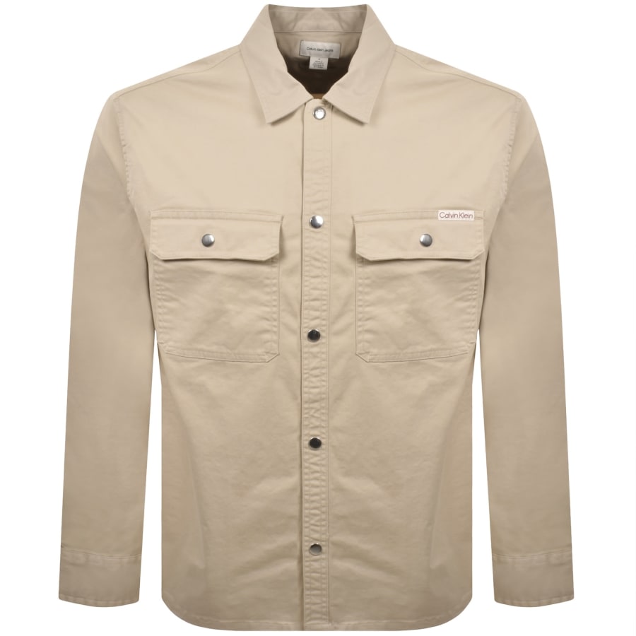 Image number 1 for Calvin Klein Jeans Utility Relaxed Overshirt Beige