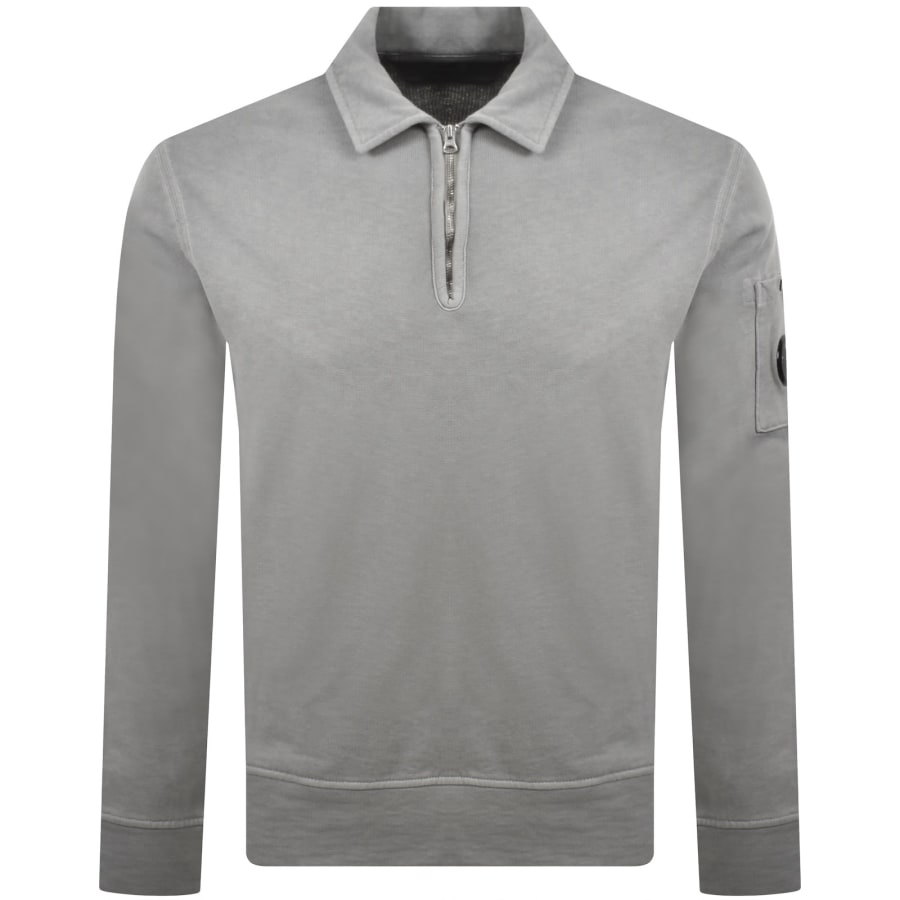 Image number 2 for CP Company Quarter Zip Sweatshirt Grey