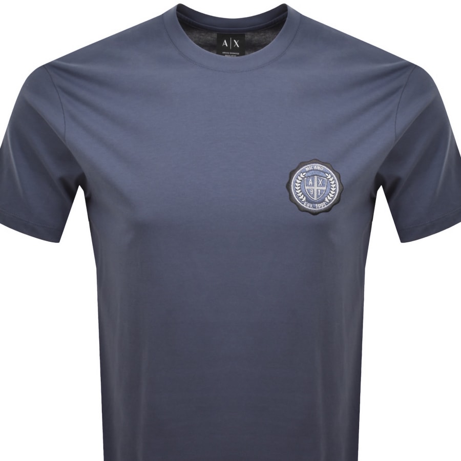 Image number 2 for Armani Exchange Logo Badge T Shirt Blue