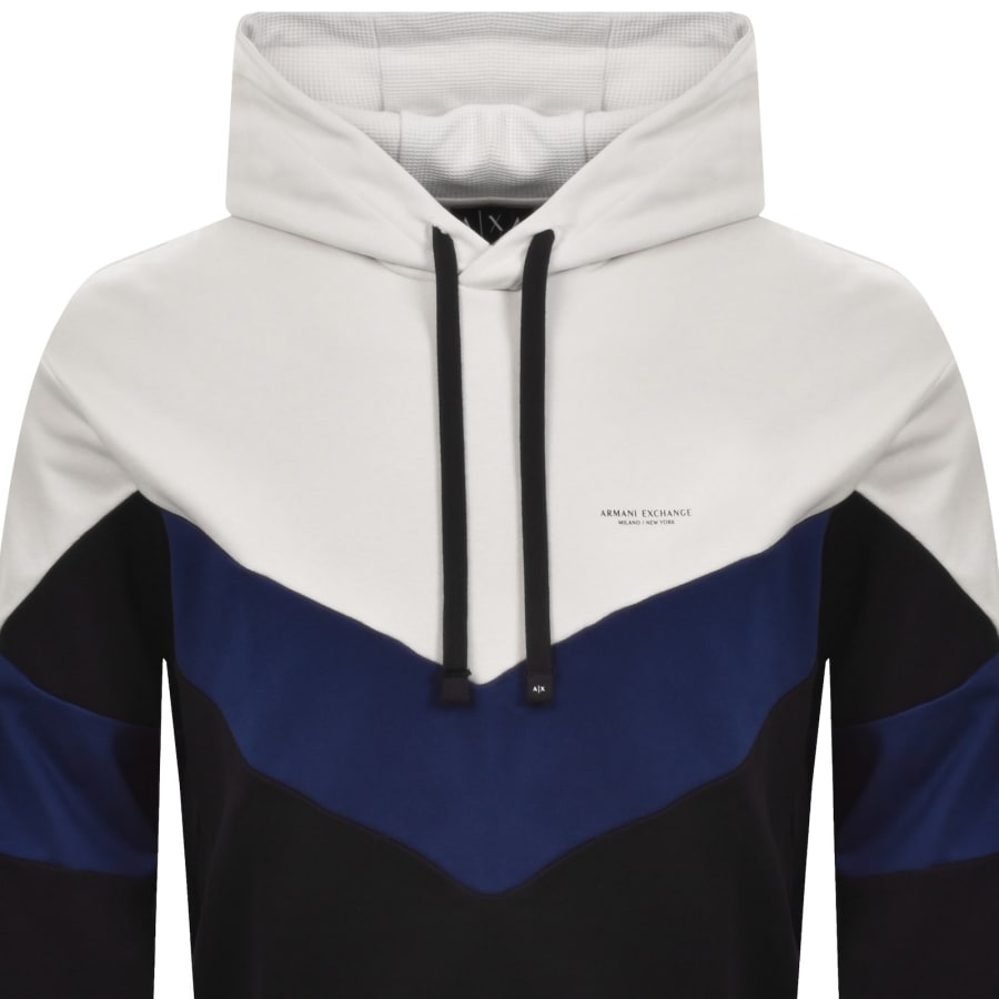 Image number 2 for Armani Exchange Colour Block Hoodie Off White