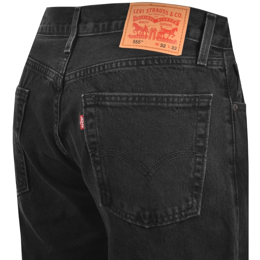Image number 4 for Levis 555 Relaxed Straight Fit Jeans Black