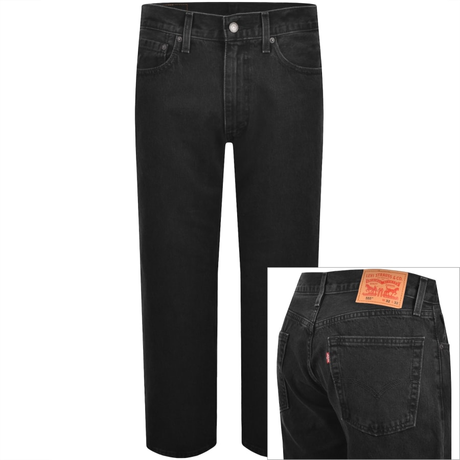 Image number 1 for Levis 555 Relaxed Straight Fit Jeans Black