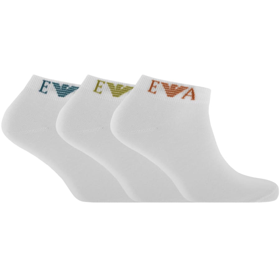 Image number 1 for Emporio Armani 3 Pack Trainer Socks White