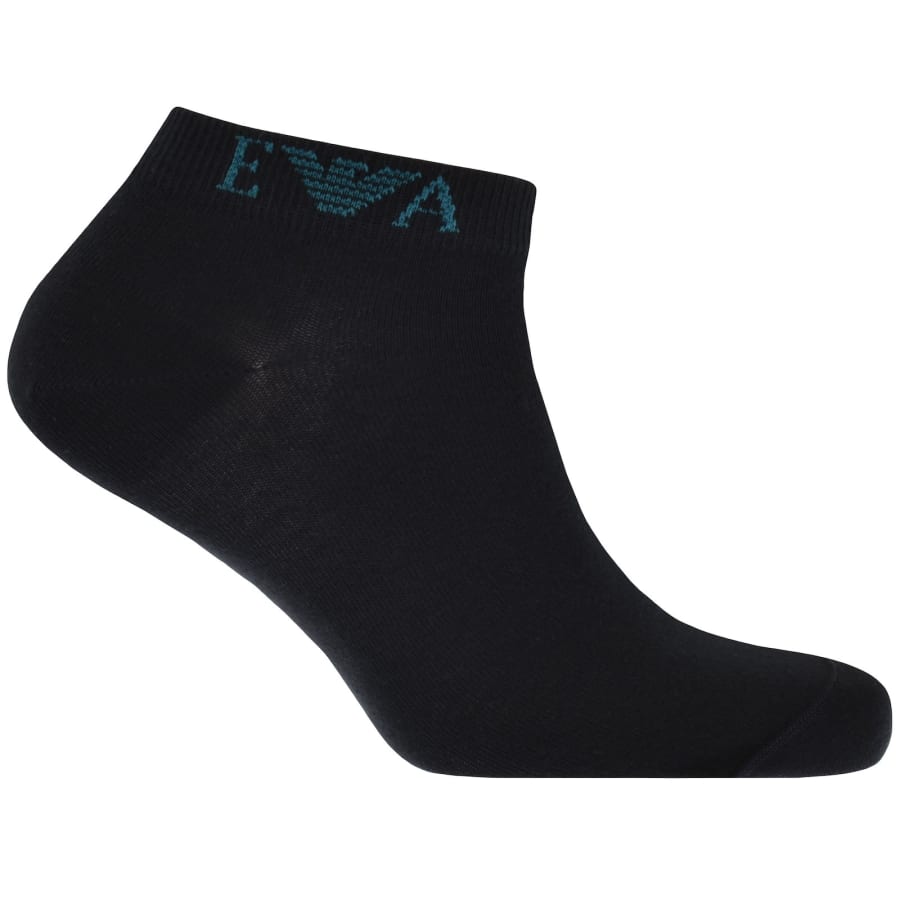 Image number 4 for Emporio Armani 3 Pack Trainer Socks Navy