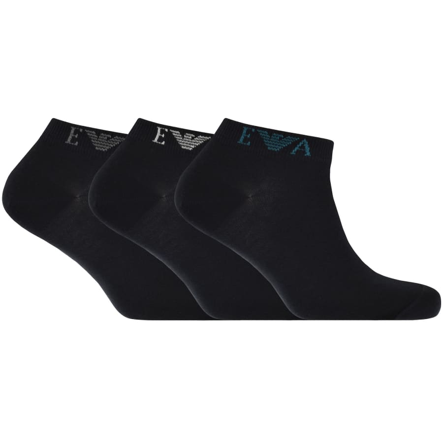 Image number 1 for Emporio Armani 3 Pack Trainer Socks Navy