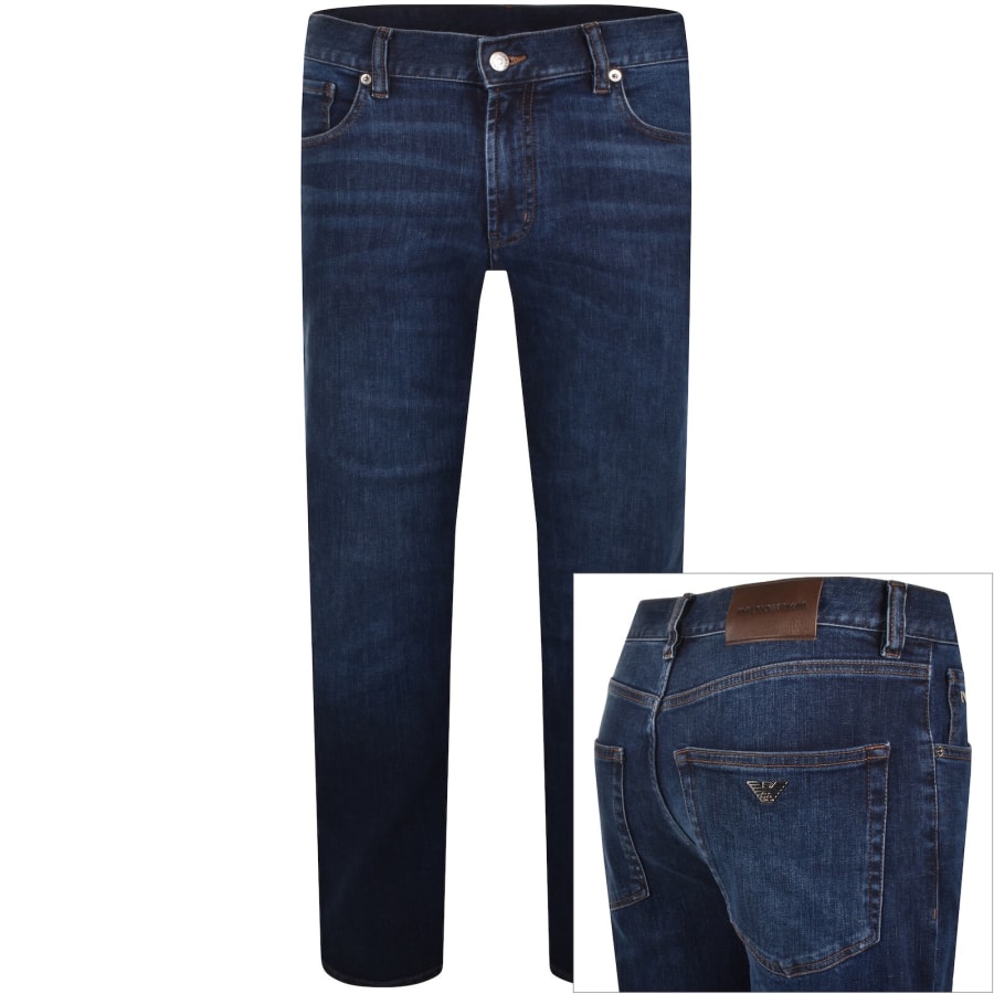 Image number 1 for Emporio Armani J76 Straight Fit Jeans Blue Denim