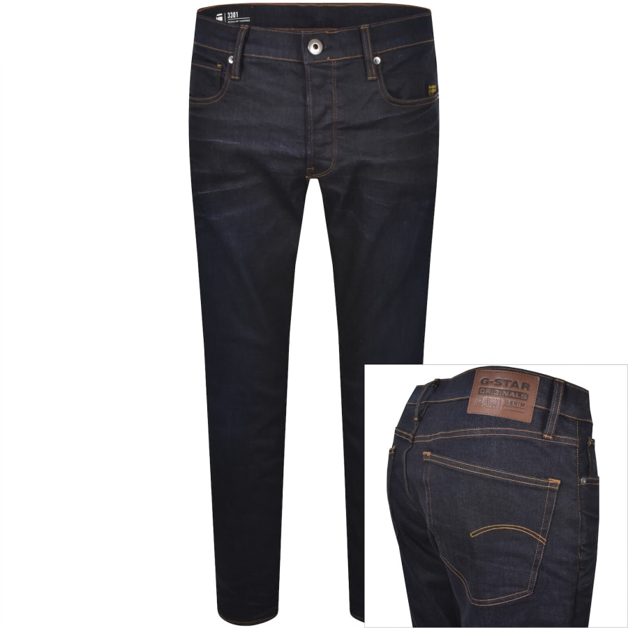 Image number 1 for G-Star 3301 Tapered Jeans Dark Wash Blue