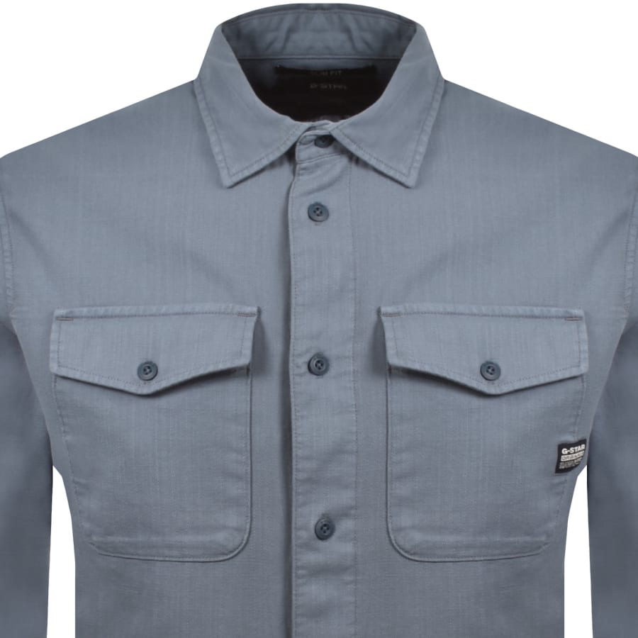 Image number 2 for G-Star Marine Slim Long Sleeved Shirt Blue