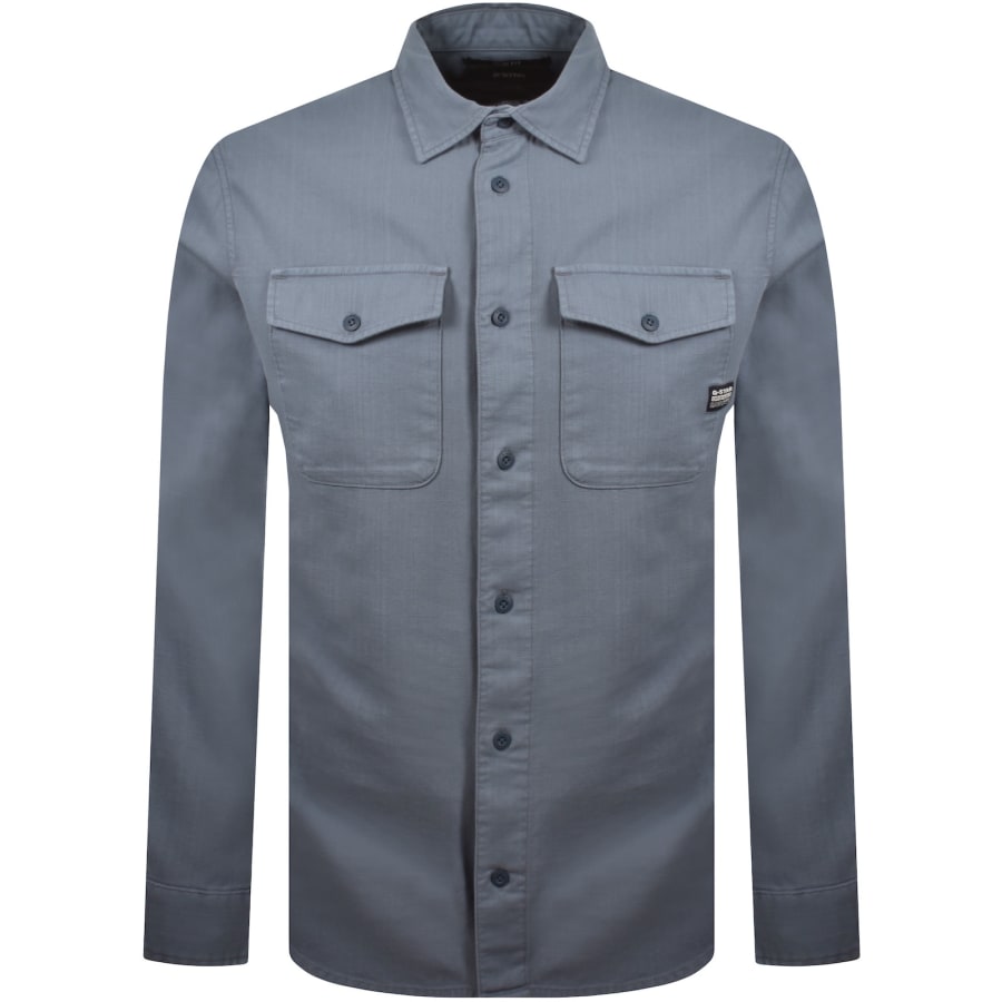 Image number 1 for G-Star Marine Slim Long Sleeved Shirt Blue
