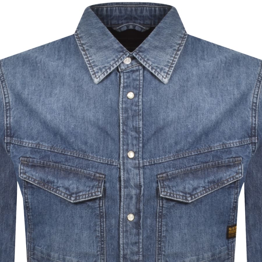 Image number 2 for G Star Raw Dakota Regular Long Sleeved Shirt Blue