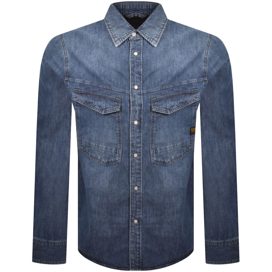 Image number 1 for G Star Raw Dakota Regular Long Sleeved Shirt Blue
