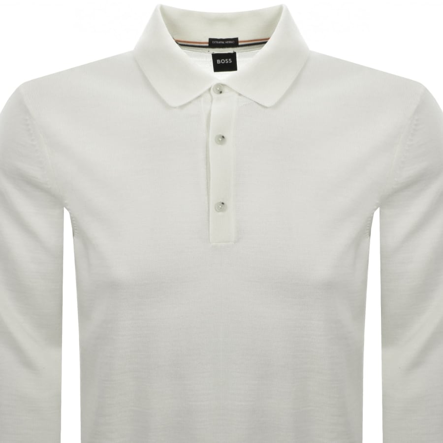 Image number 2 for BOSS Lancione Merino Wool Knit Polo Cream