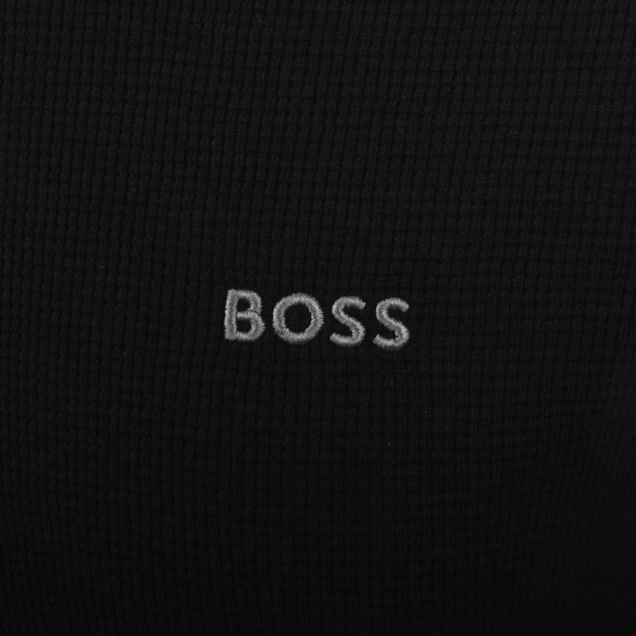 Image number 3 for BOSS Waffle Long Sleeve Hooded T Shirt Black