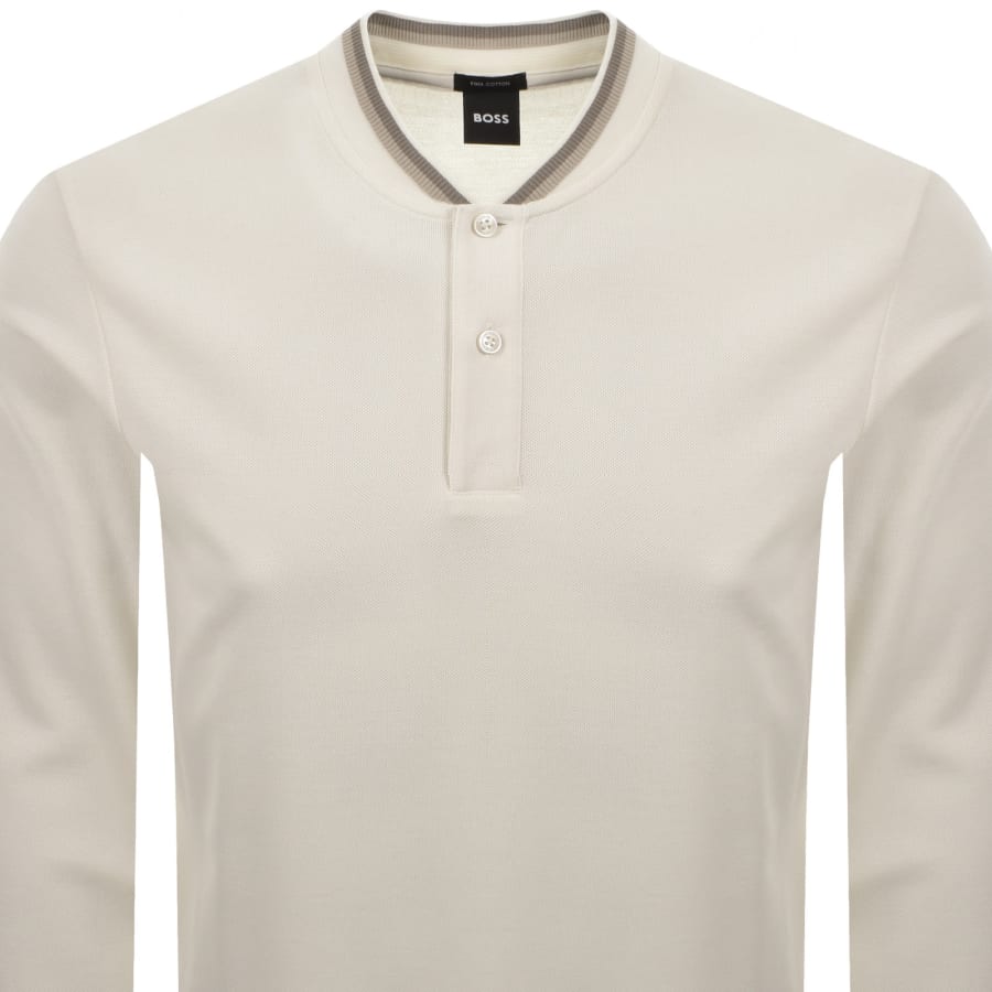 Image number 2 for BOSS Plyer 18 Long Sleeved Polo T Shirt Cream