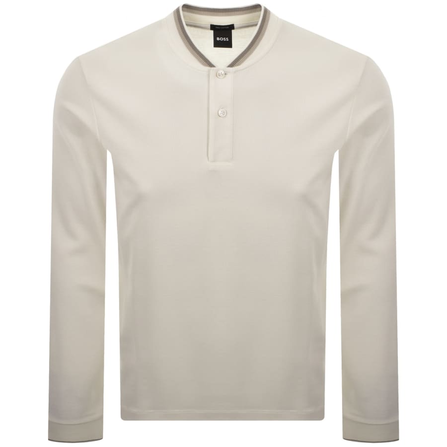 Image number 1 for BOSS Plyer 18 Long Sleeved Polo T Shirt Cream