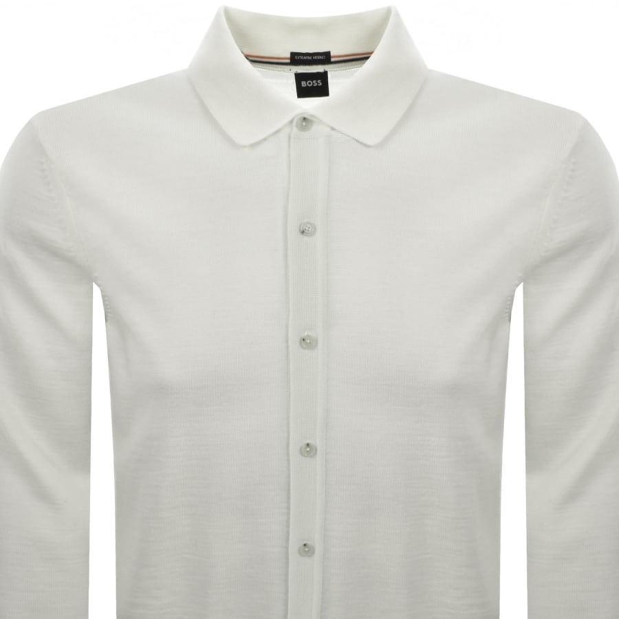 Image number 2 for BOSS Helbert Merino Wool Knit Polo Cream