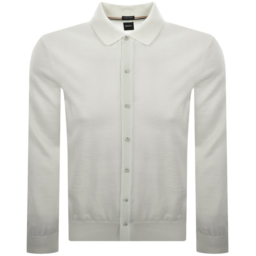 Image number 1 for BOSS Helbert Merino Wool Knit Polo Cream