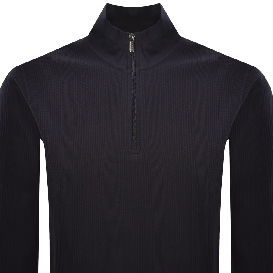 Image number 2 for BOSS Structure Quarter Zip Sweatshirt Navy
