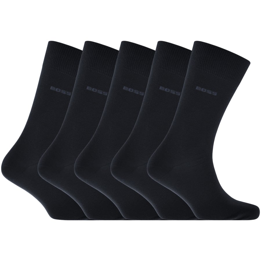 Image number 1 for BOSS 5 Pack Paul Crew Socks Navy