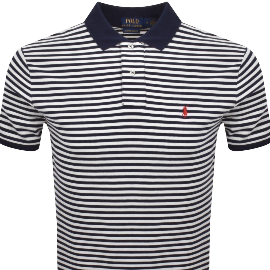 Image number 2 for Ralph Lauren Stripe Polo T Shirt Navy