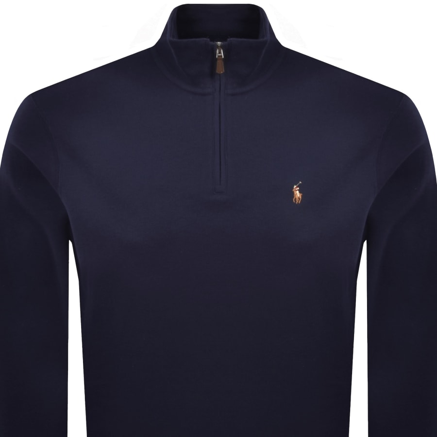 Image number 2 for Ralph Lauren Quarter Zip Knit Jumper Navy