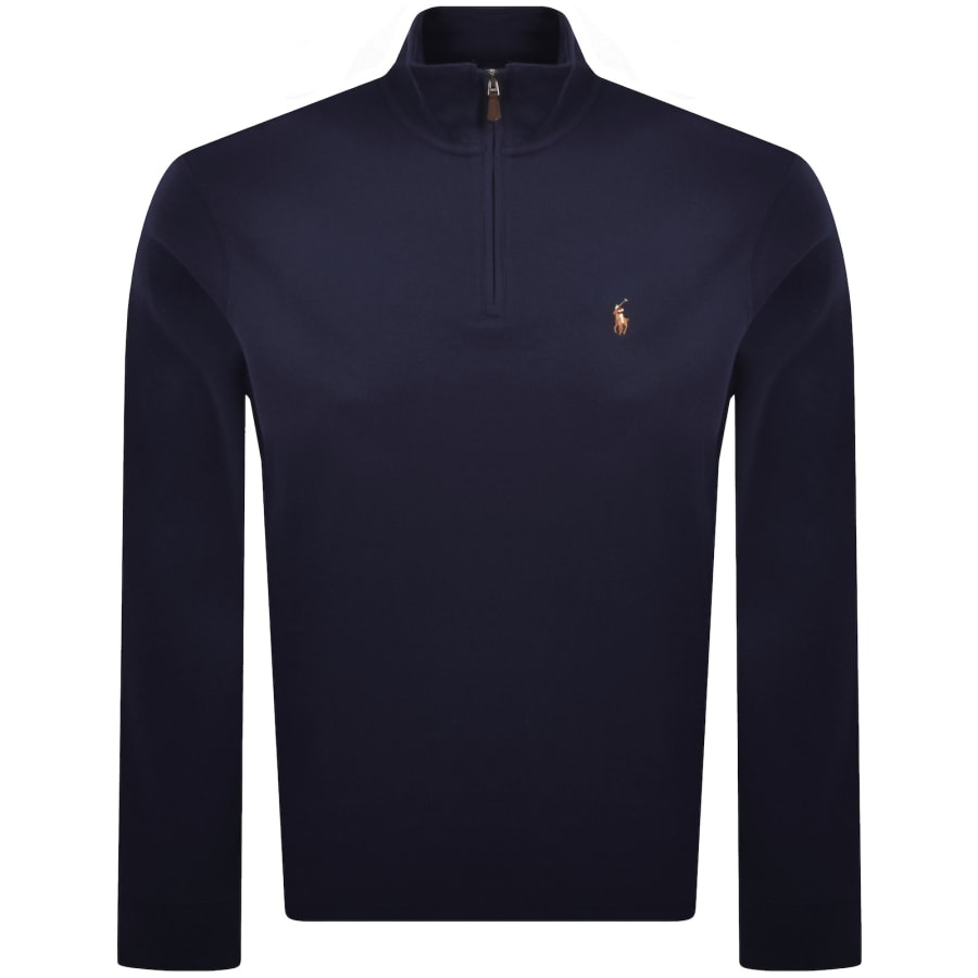 Image number 1 for Ralph Lauren Quarter Zip Knit Jumper Navy