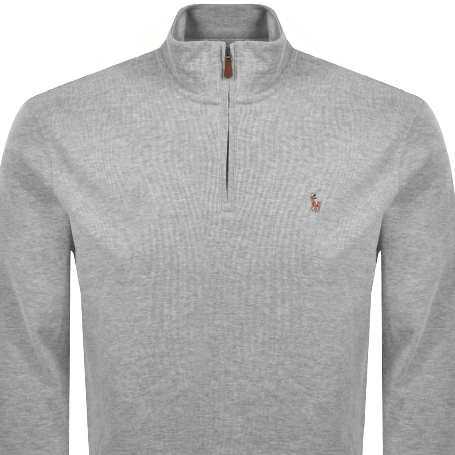 Image number 2 for Ralph Lauren Quarter Zip Knit Jumper Grey