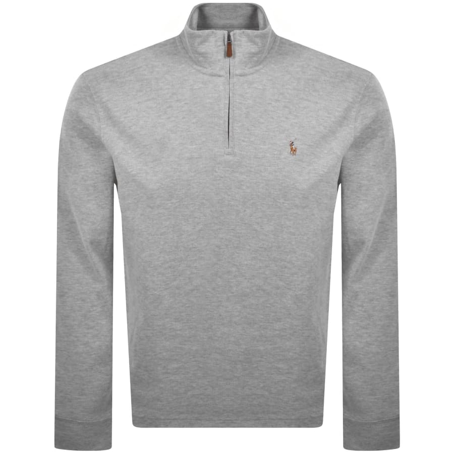 Image number 1 for Ralph Lauren Quarter Zip Knit Jumper Grey