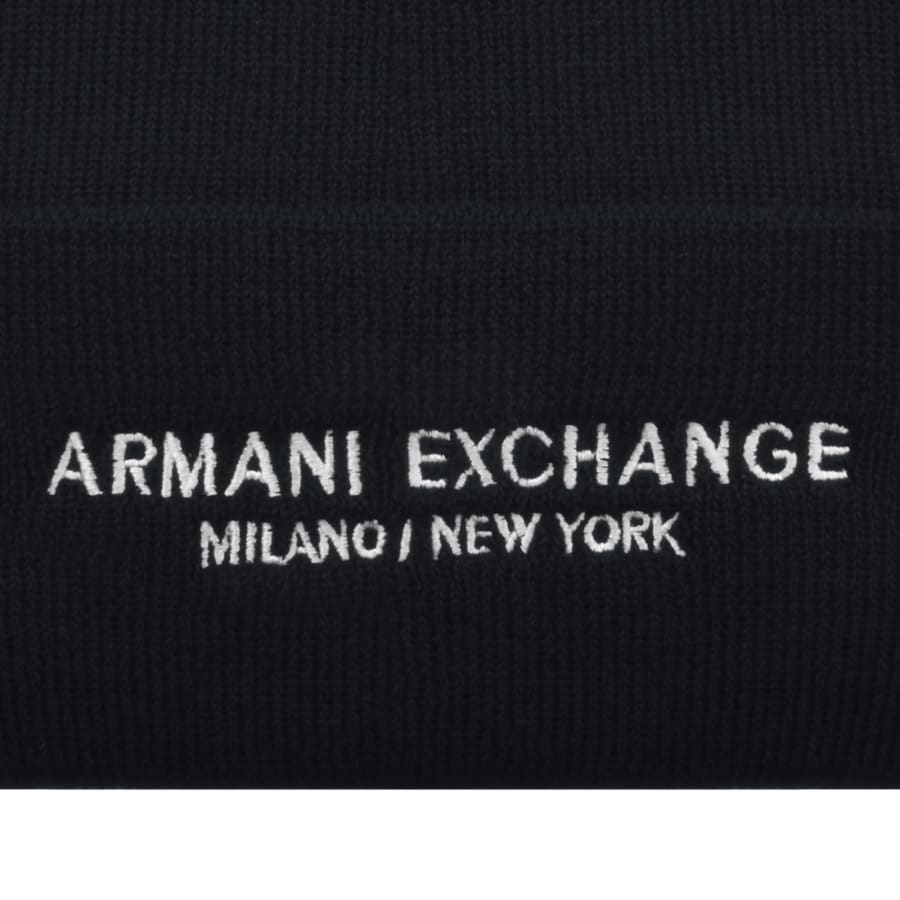 Image number 3 for Armani Exchange Logo Beanie Deep Navy