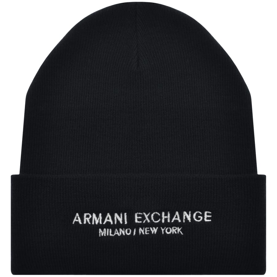 Image number 1 for Armani Exchange Logo Beanie Deep Navy