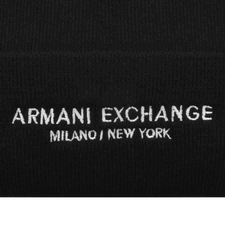 Image number 3 for Armani Exchange Logo Beanie Black