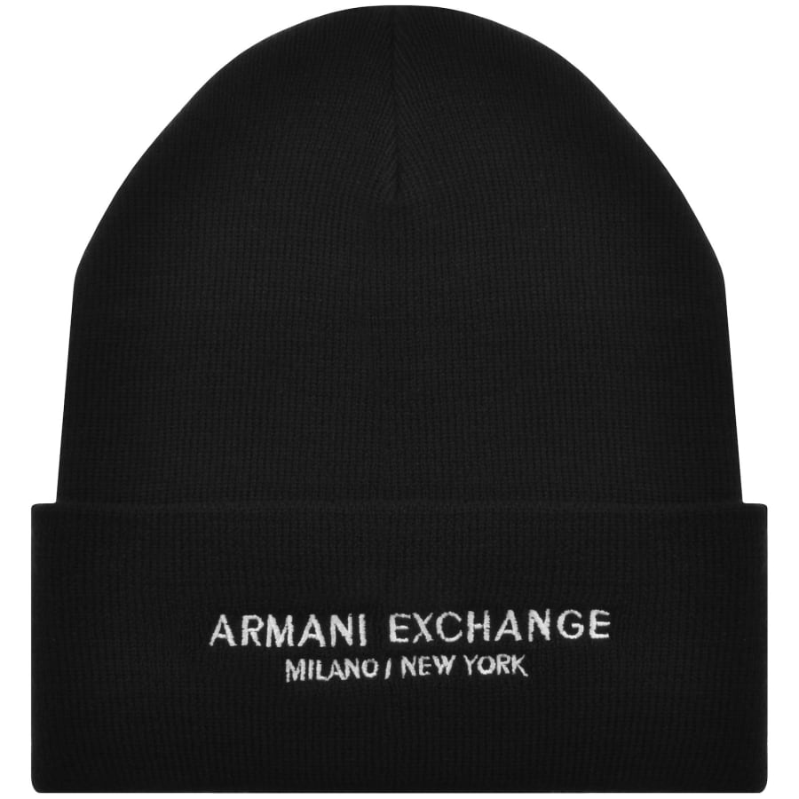 Image number 1 for Armani Exchange Logo Beanie Black