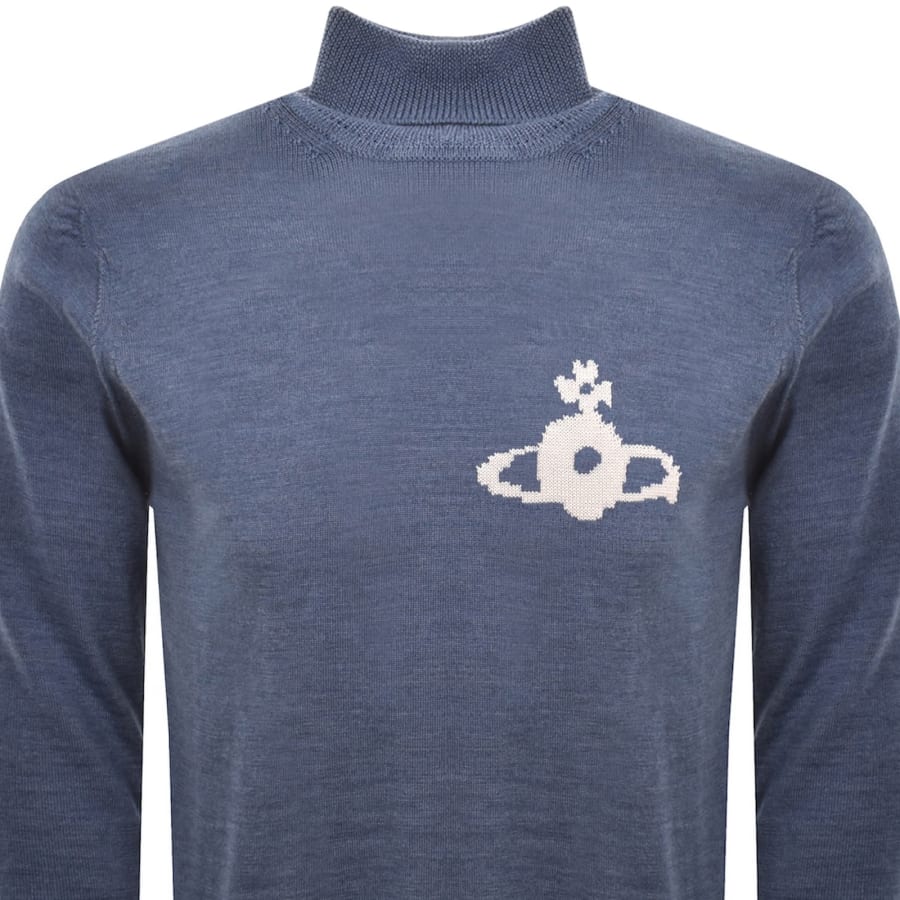 Image number 2 for Vivienne Westwood High Neck Knit Jumper Blue