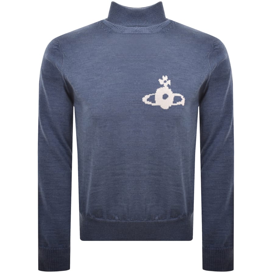 Image number 1 for Vivienne Westwood High Neck Knit Jumper Blue