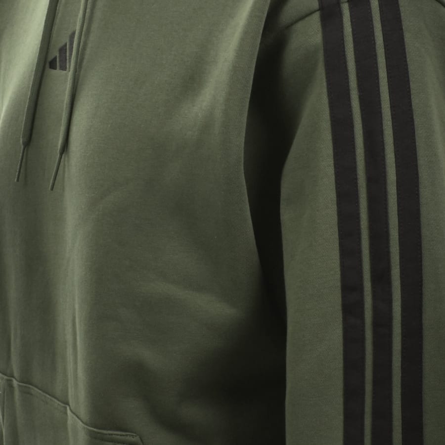Image number 4 for adidas Sportswear 3 Stripe Hoodie Olive Green
